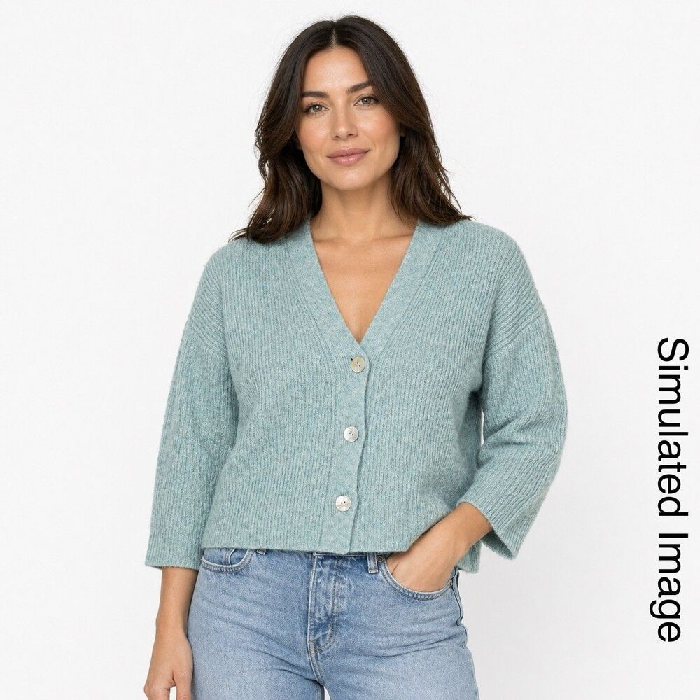Peruvian Connection Thea Cropped Cardigan Baby Alpaca Seascape Women’s Medium